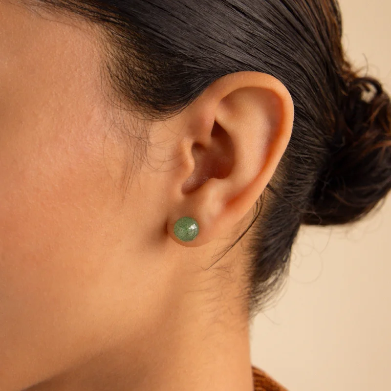 women luxury earrings for women -Jade Bead Studs