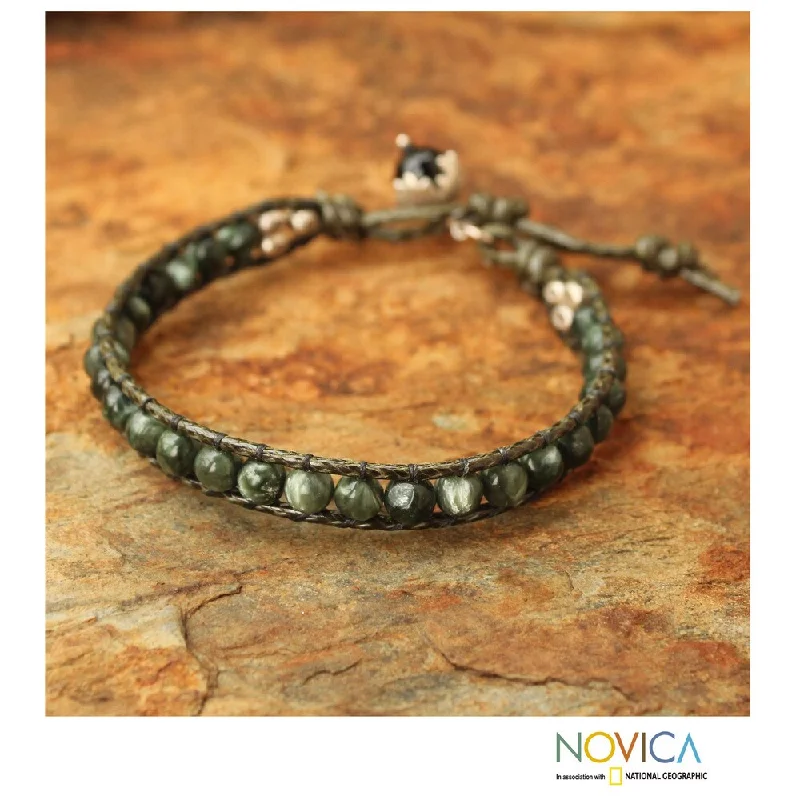 women elegant bangles -Handmade Silver 'Magical Forest' Seraphinite Bracelet (Thailand)