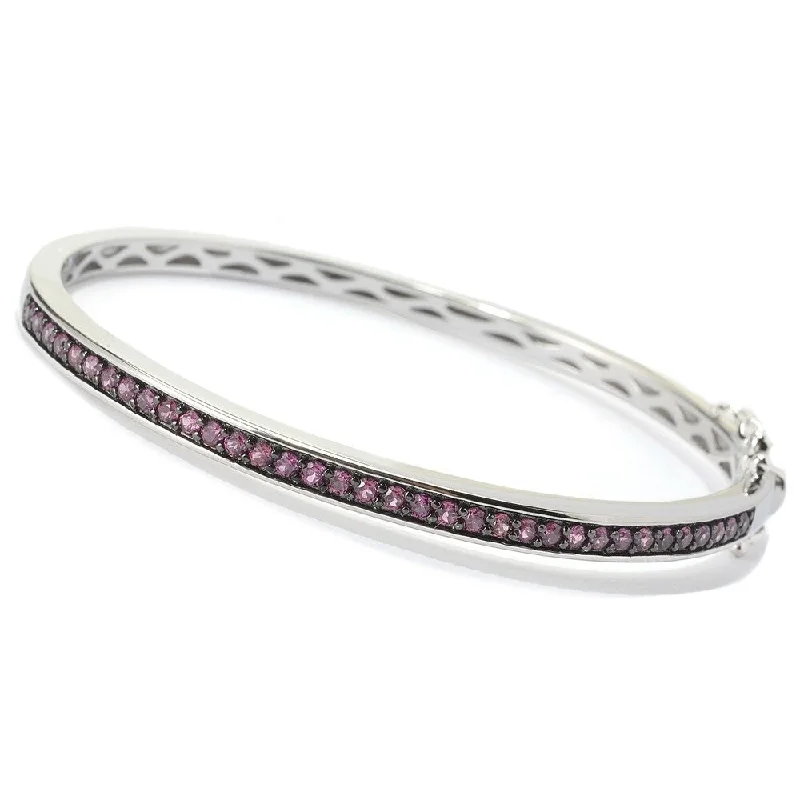 women luxury gold bracelets -Sterling Silver 1.96Ctw Rhodolite Bangle Bracelet