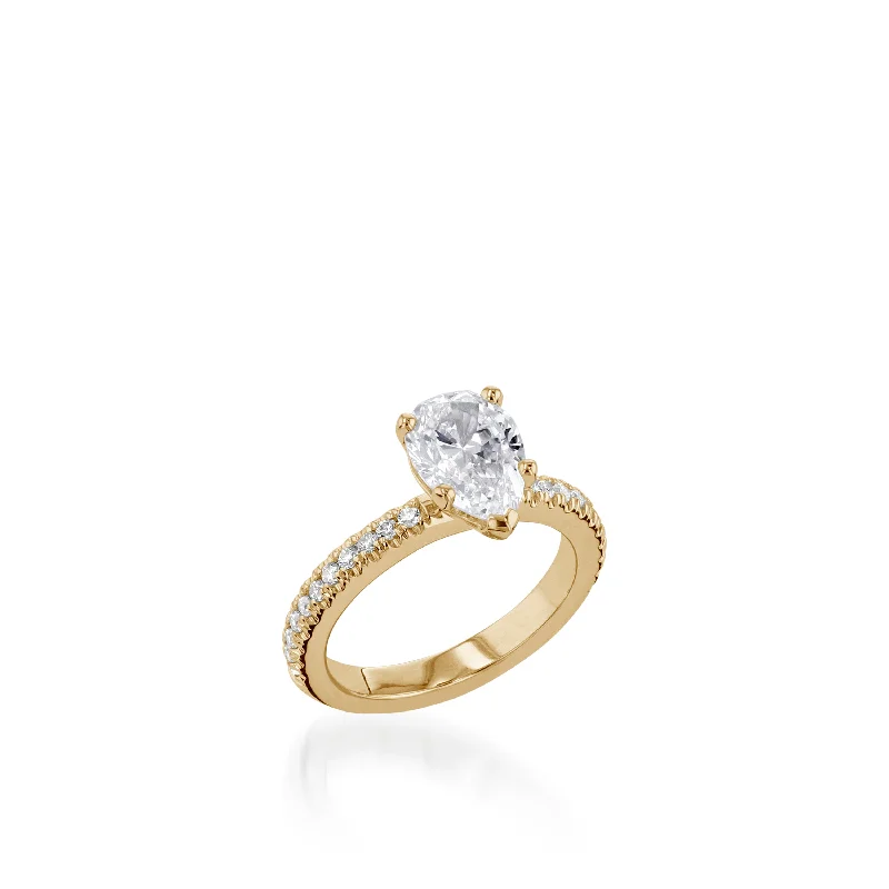 women vintage-inspired engagement rings -Essence Pear Yellow Gold Engagement Ring