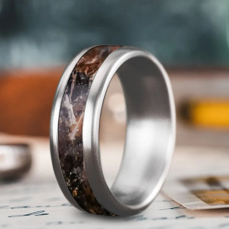 women antique rings -Custom Design - Single Inlay Ring PXQR6NhxdQDoP3eTShdFBSV5