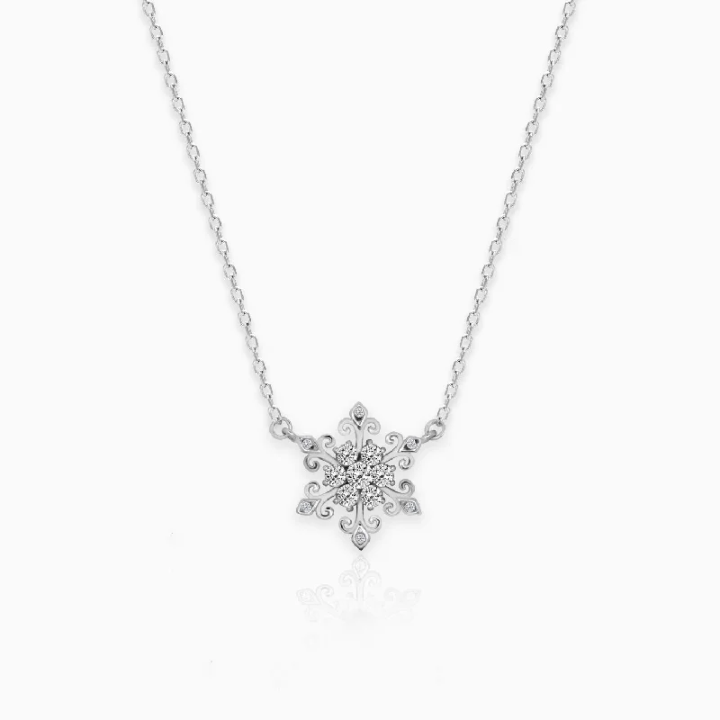 women eco-conscious necklaces -Silver Snowflake Necklace