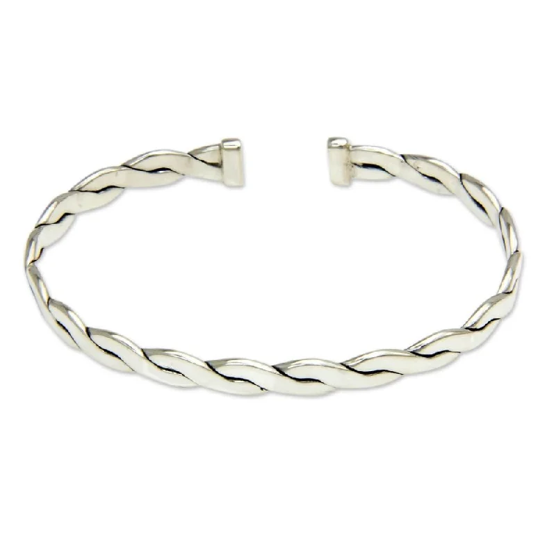 women boho bracelets -Men's Sterling Silver 'Surging Surf' Bracelet (Indonesia)