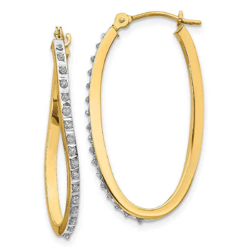 women boho earrings -Diamond Fascination 14KT Yellow Gold 30X1MM Diamond Accent Twist Hoop Earrings