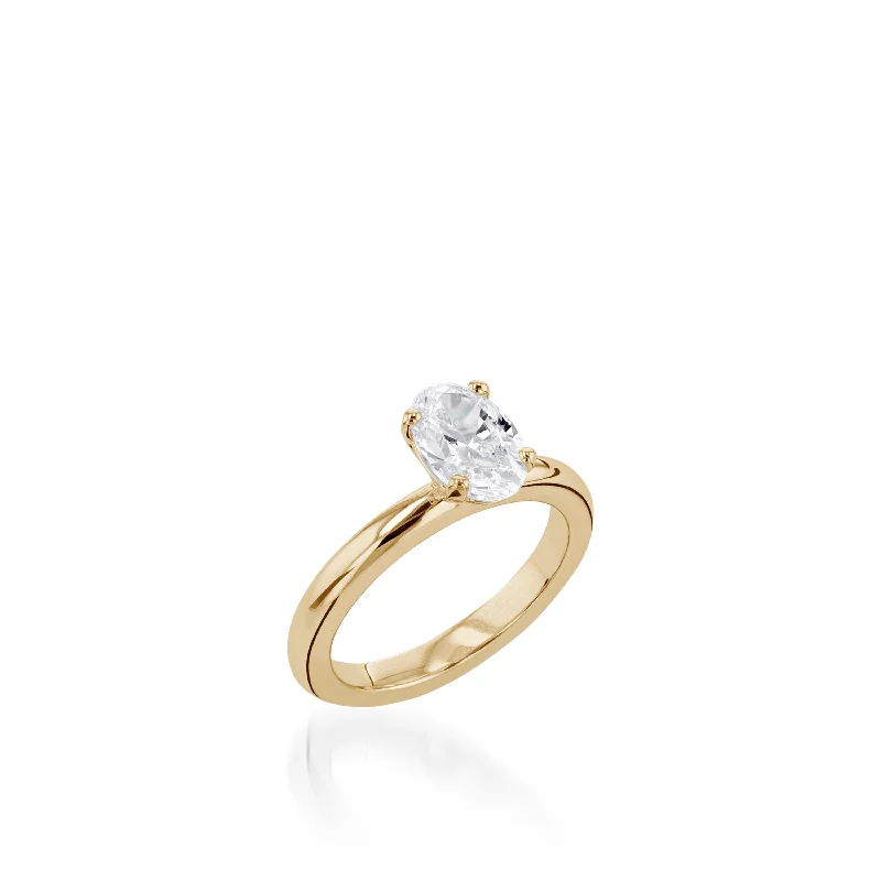 women gemstone engagement rings -Essence Solitaire Oval Yellow Gold Engagement Ring