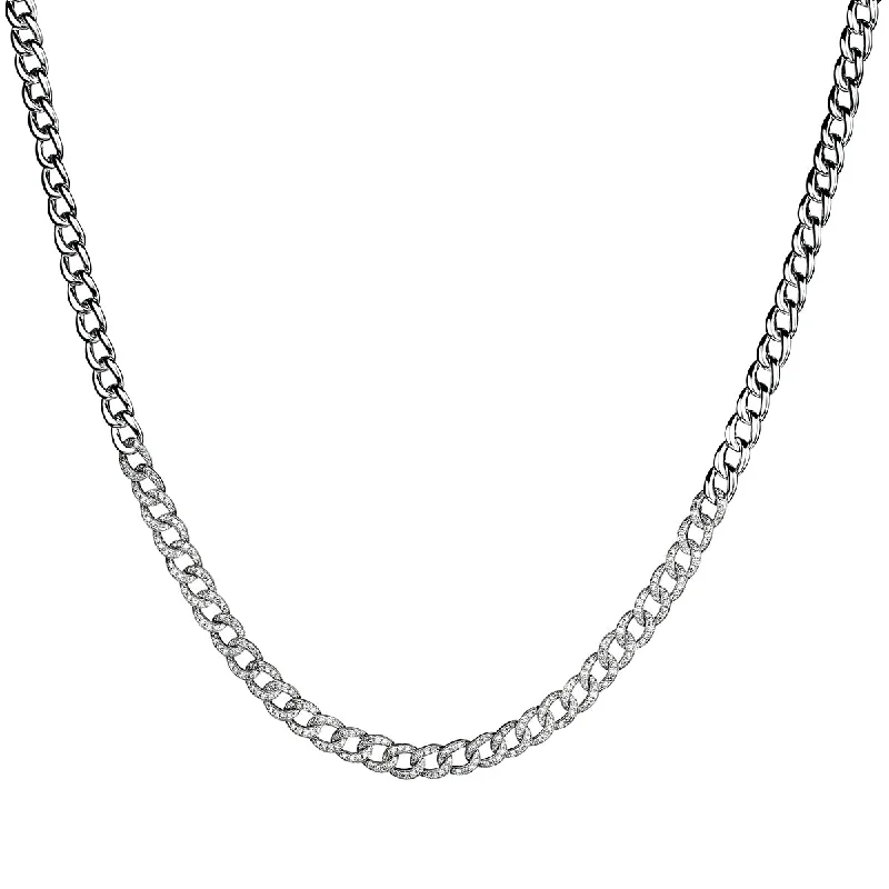 women pearl pendant necklaces -DIAMOND CURB LINK NECKLACE