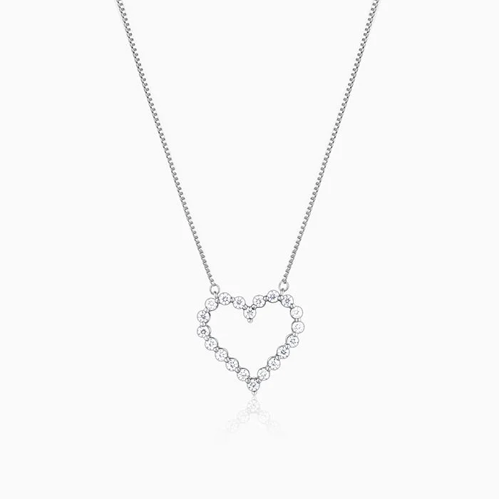 women double-layer necklaces -Silver Heart's Affection Necklace