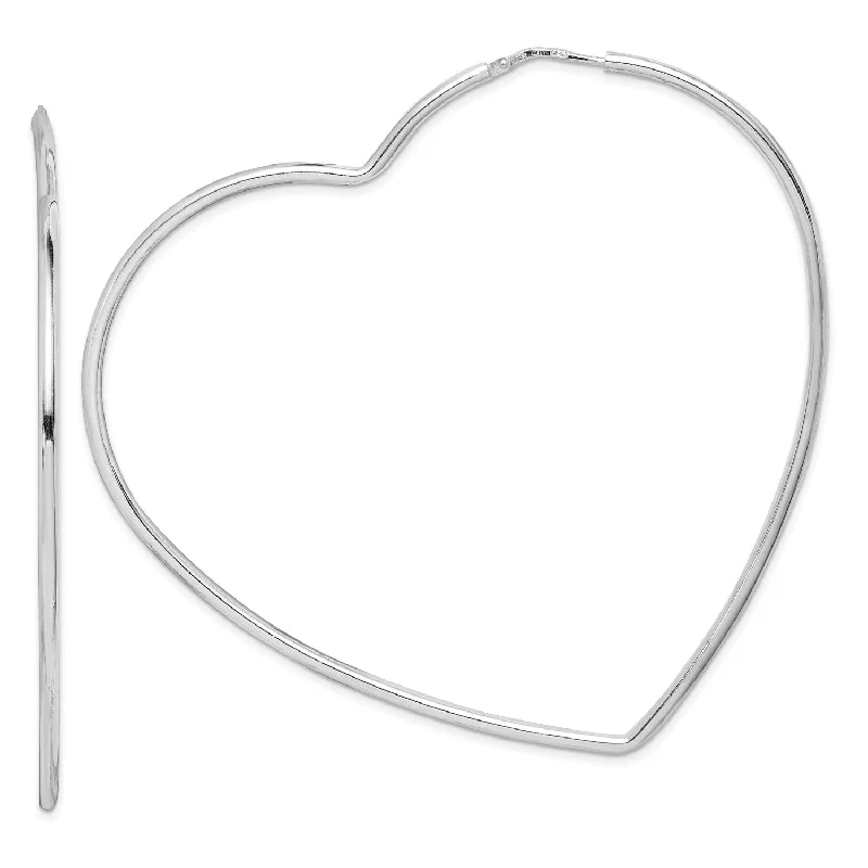 women luxury hoop earrings -Sterling Silver 2X72MM Heart Hoop Earrings