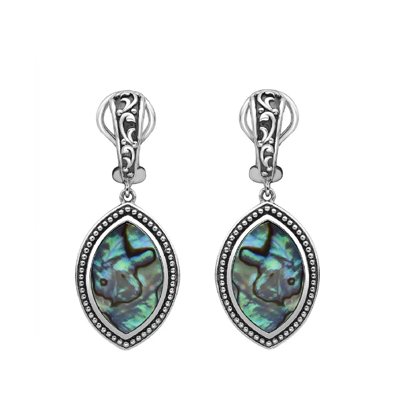 women fashion statement earrings -EFFY Abalone Earrings in Rhodium Plated Sterling Silver