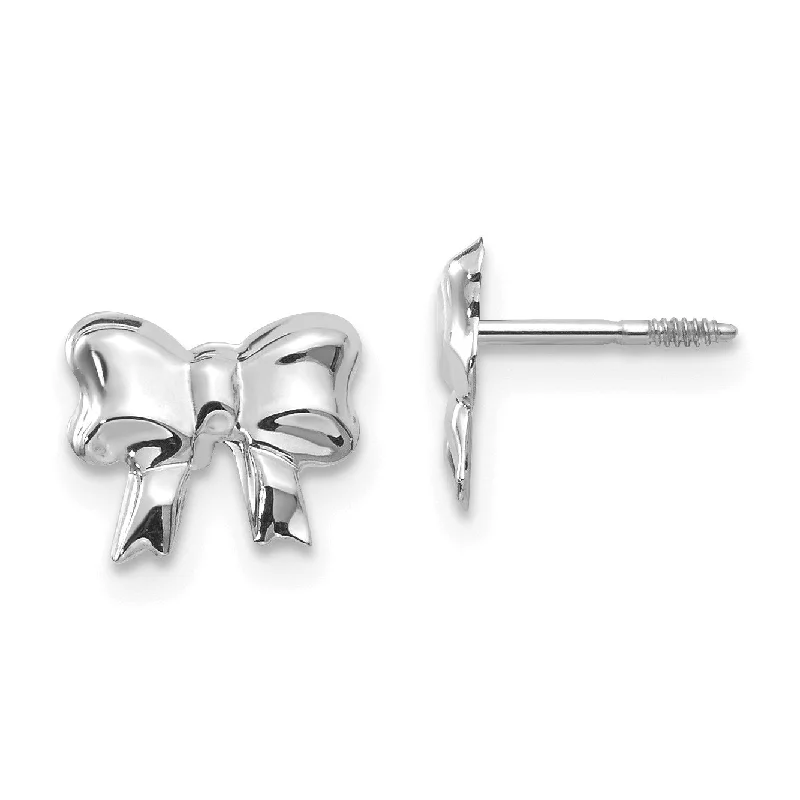 women wedding earrings -14KT White Gold 8X5MM Stud Bow Earrings