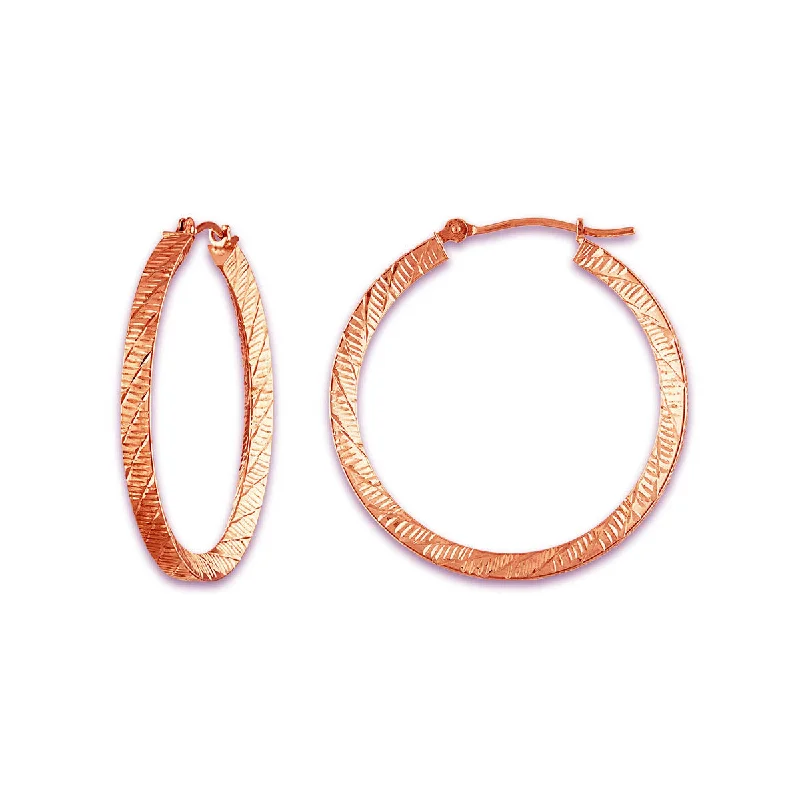 women oversized earrings -10KT Rose Gold 30X3MM Hoop Earrings