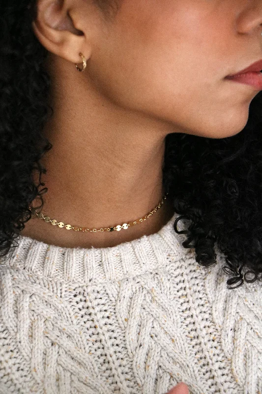 women dainty necklaces -sequin chain necklace