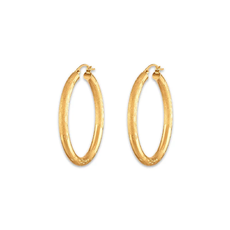 women gold earrings -10KT Yellow Gold 3X32MM Hoop Earrings