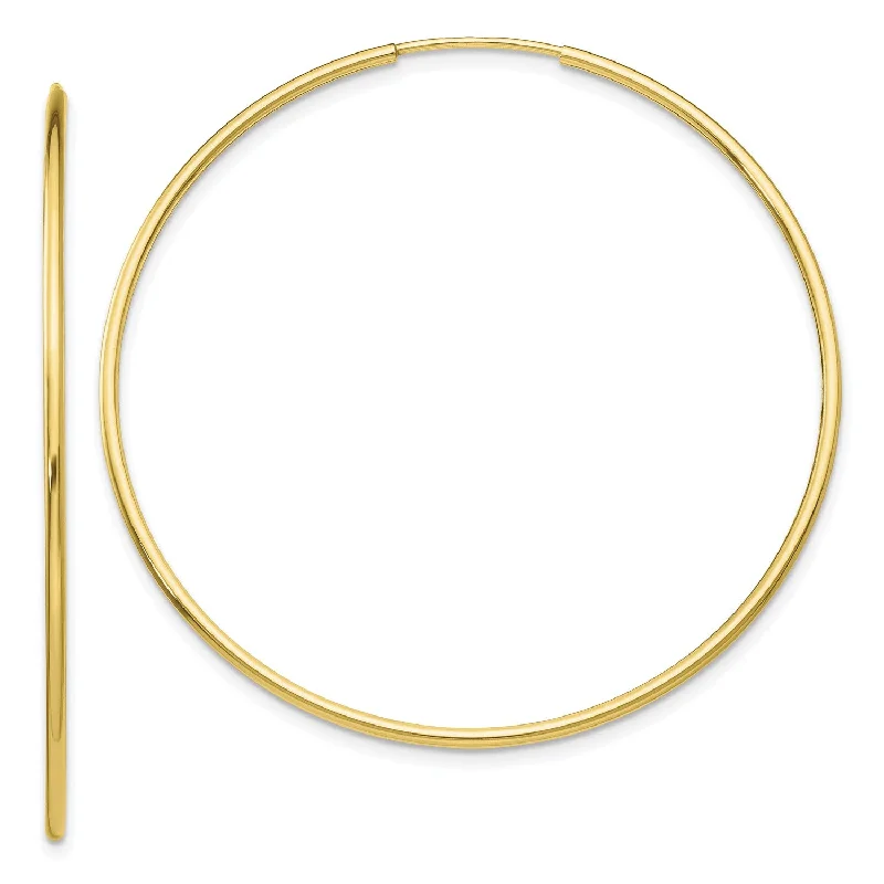 women silver earrings -10KT Yellow Gold 45X1.2MM Endless Hoop Earrings