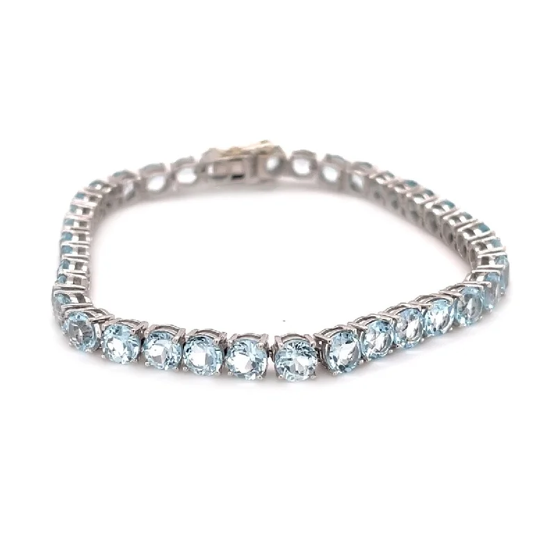 women luxury bangles -925 Sterling Silver Sky Blue Topaz Gemstone Tennis Bracelet