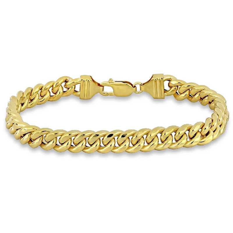 women stacked bracelets -Miadora 8.8mm Curb Chain Bracelet in 10k Yellow Gold - 9 in