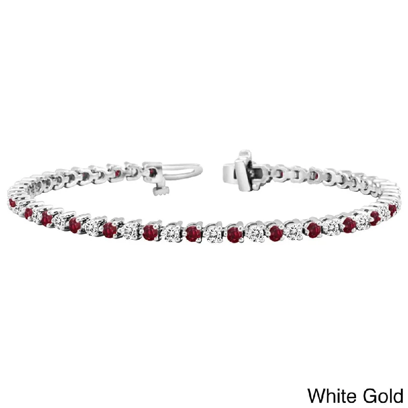 women heart-shaped bracelets -Auriya 5ct Ruby and 5ct TW Diamond Tennis Bracelet 14k Gold