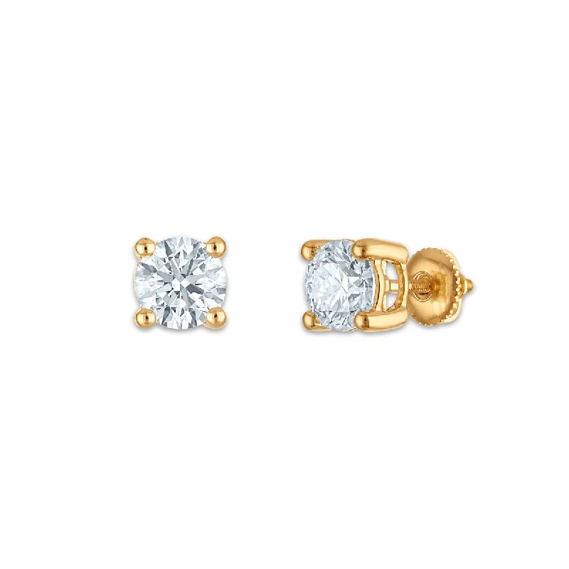 women designer hoop earrings -EcoLove 3 CTW Lab Grown Diamond Stud Earrings in 10KT Yellow Gold