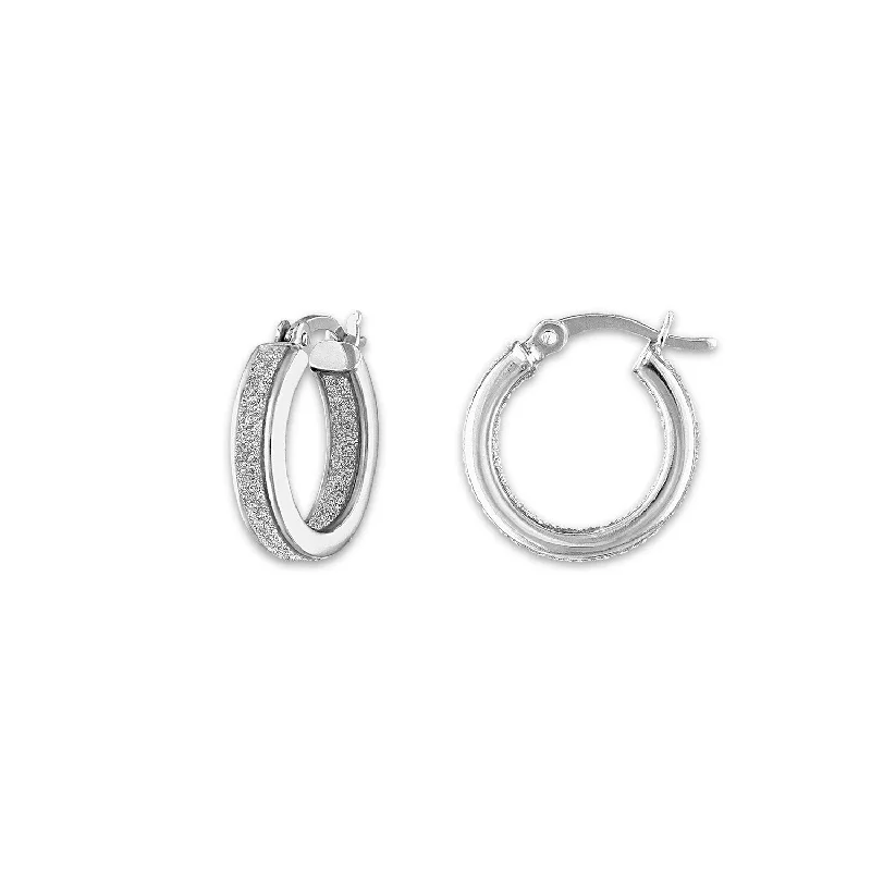 women crystal earrings -Sterling Silver 15MM 20MM 24MM Glitter Hoop Earrings