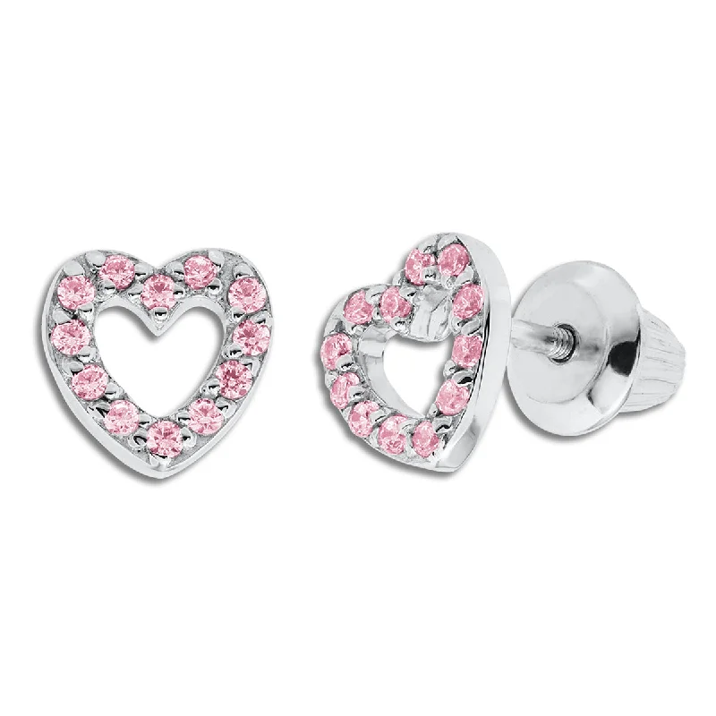 women stylish earrings -Kiddie Kraft Sterling Silver Childrens Heart Stud Earrings