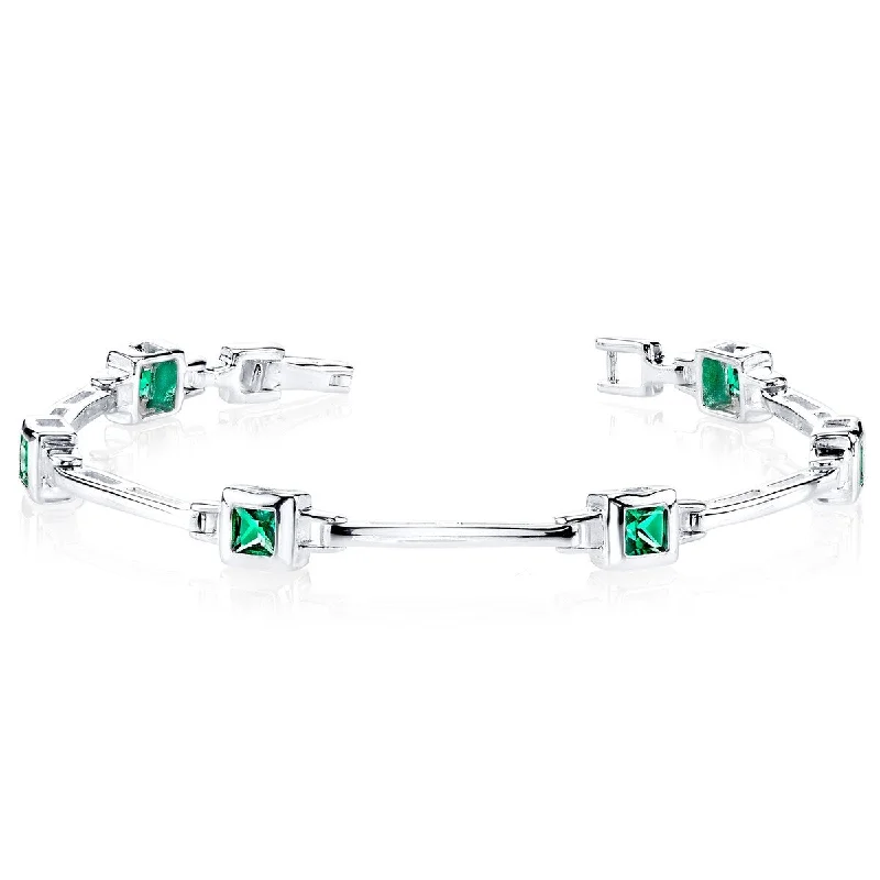 women vintage bangles -1.5 ct Emerald Tennis Bracelet in Sterling Silver