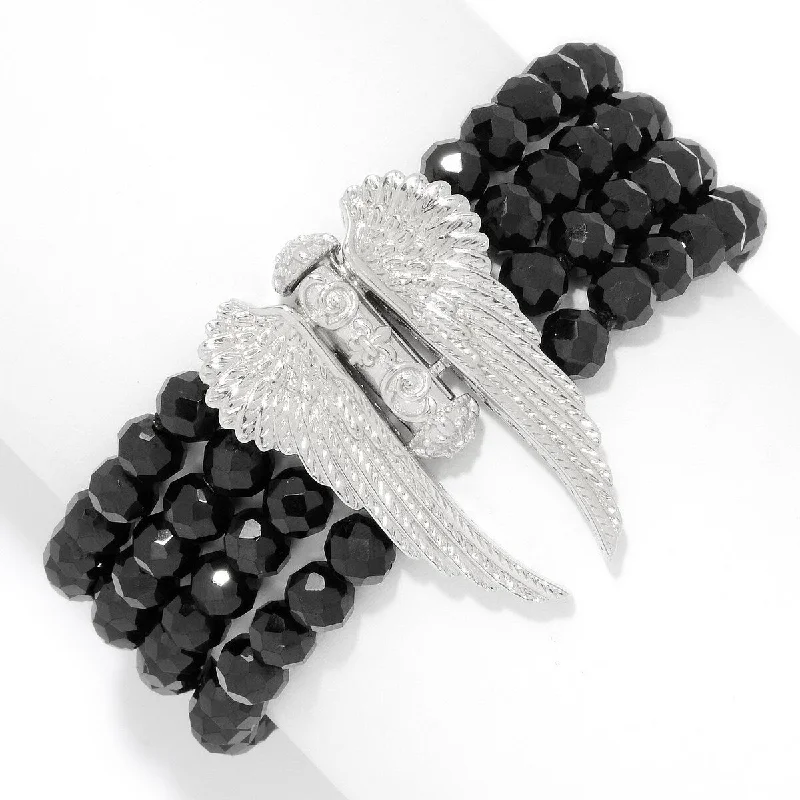 women gold bracelets -Dallas Prince Sterling Silver Hematite & Black Spinel Slide Bracelet. Collection: Dallas By Night