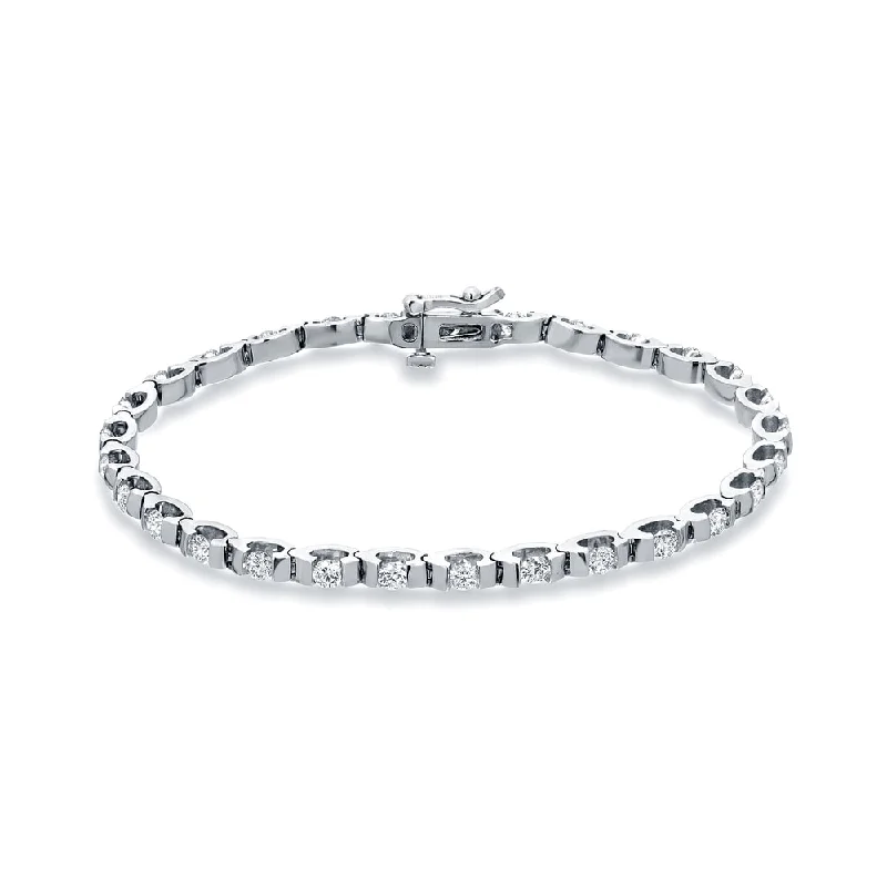 women dainty bracelets -Auriya 14k White Gold 2 1/4ct TDW Round Cut Diamond Tennis Bracelet (H-I, SI2-SI3)