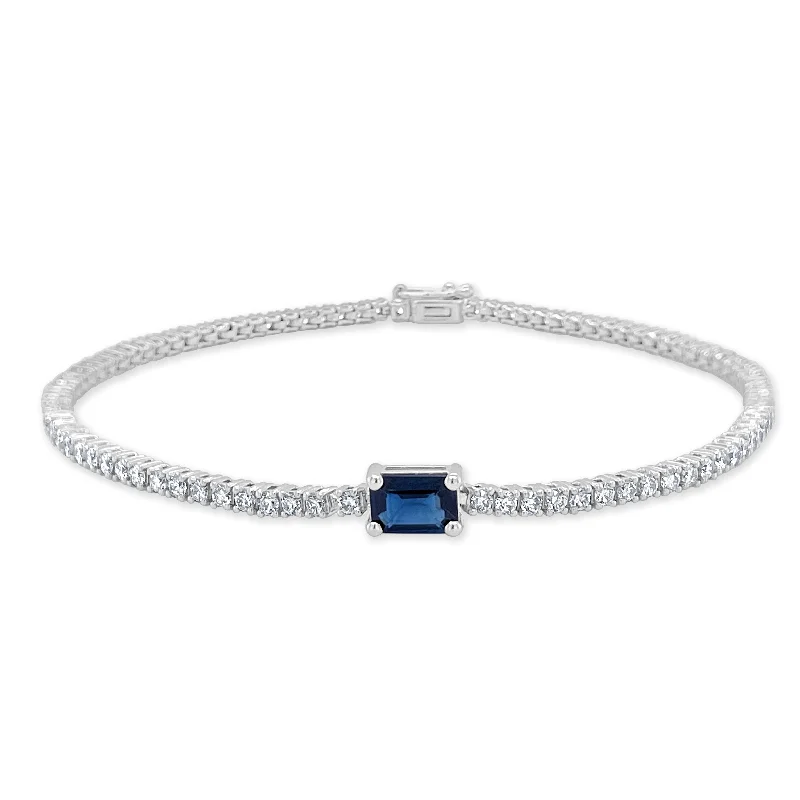 women men’s leather bracelets -Joelle Sapphire & Diamond Tennis Bracelet 14K Gold 7 inches