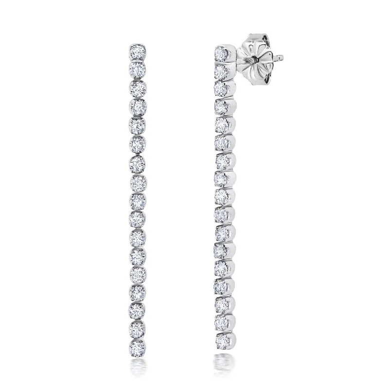 women vintage stud earrings -Crislu Platinum Plated Sterling Silver 2MM Cubic Zirconia Fashion Drop & Dangle Earrings