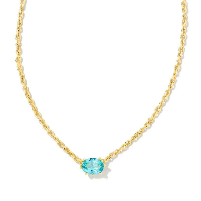 women heart-shaped necklaces -Kendra Scott | Cailin Gold Pendant Necklace in Aqua Crystal