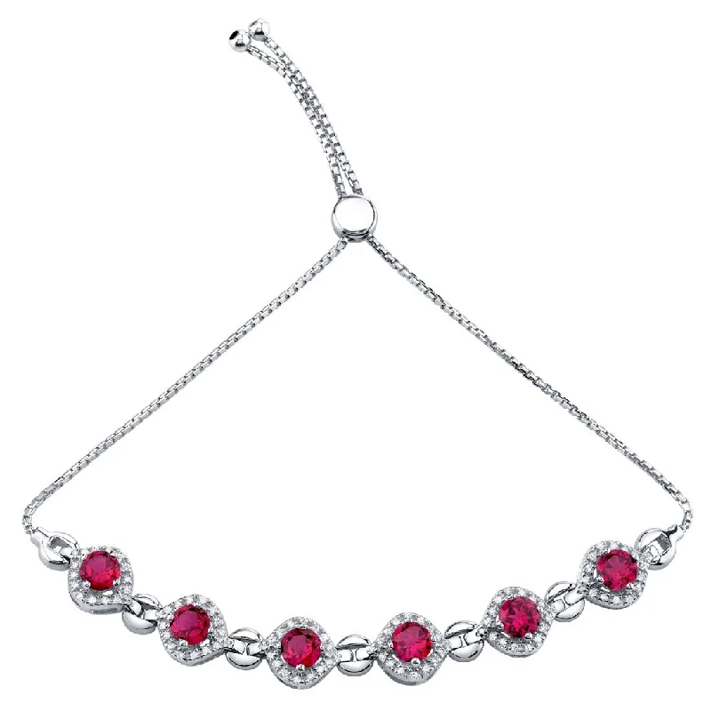 women wedding bracelets -3.75 ct Ruby Adjustable Bracelet in Sterling Silver