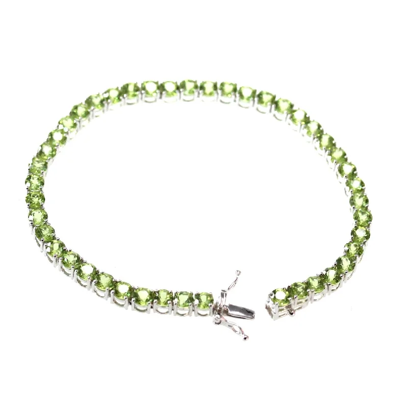 women chic bangle bracelets -925 Sterling Silver Peridot Tennis Bracelet