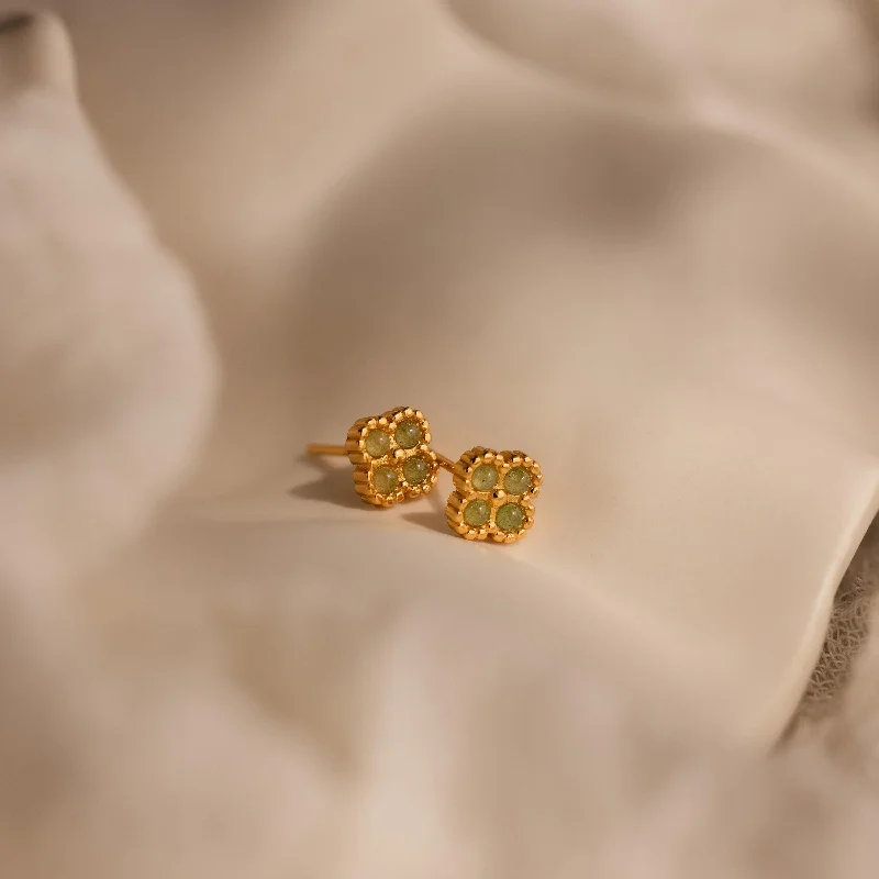 women stud earrings -Jade Clover Studs