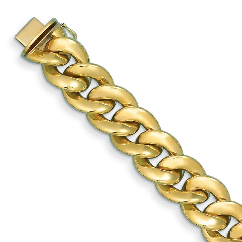 women boho bracelets -Curata Italian 18k Yellow Gold 20mm 8" Chunky Curb Link Bracelet - 20mm x 8"