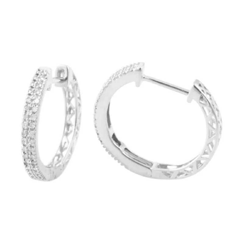 women big earrings -1/10 CTW Diamond Hoop Earrings in 10KT White Gold