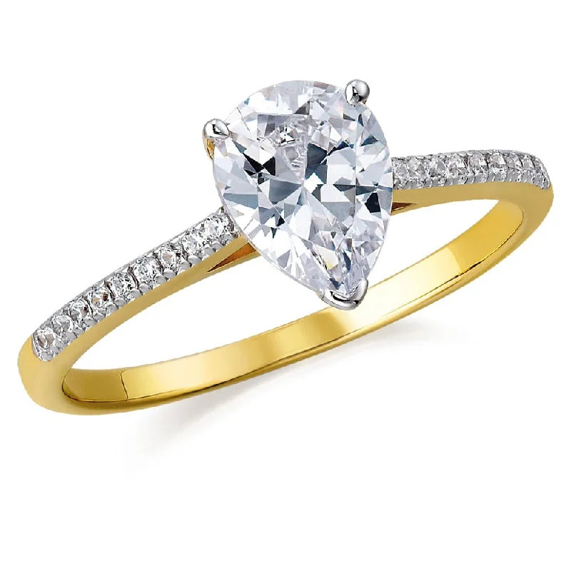 women engagement rings -Shining Pear Cut Solitaire Ring