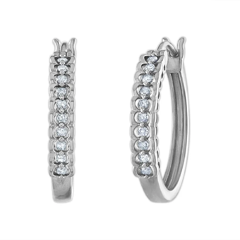 women unique earrings -1/4 CTW Diamond Hoop Earrings in Sterling Silver