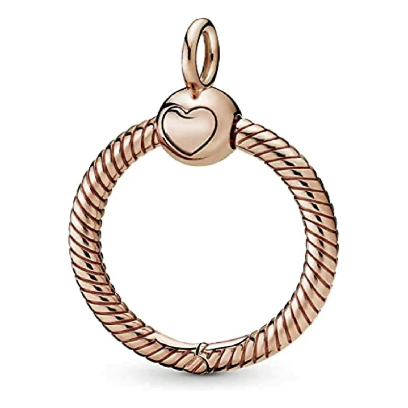 women vintage pendant necklaces -Rose Gold Moments O Charm Bead Pendant Carrier for Necklaces