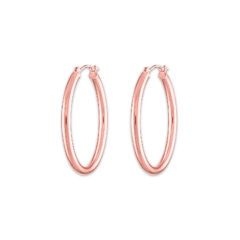 women luxury earrings for women -10KT Rose Gold 2.5X25MM Hoop Earrings