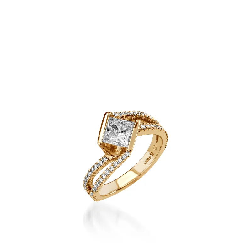 women affordable engagement rings -Mystere Yellow Gold Engagement Ring