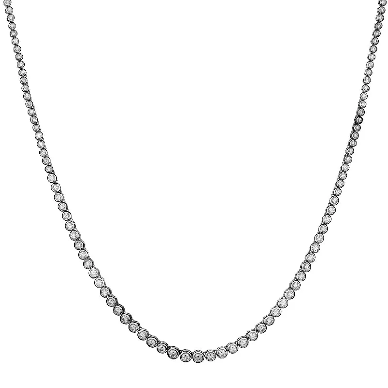 women gold necklaces -BEZEL SET DIAMOND TENNIS NECKLACE