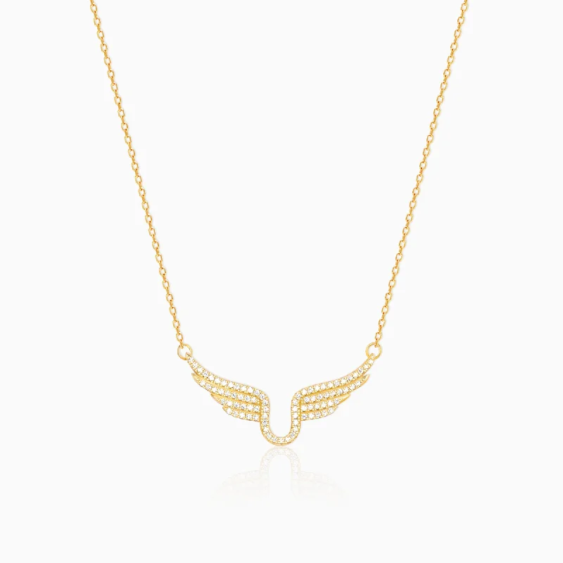 women minimalist necklaces -Golden Studded Fluttering Necklace