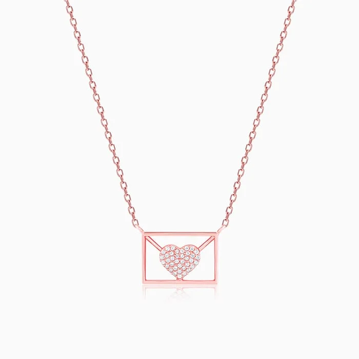 women one-of-a-kind necklaces -Rose Gold Love Letter Necklace