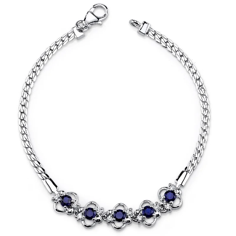 women affordable bracelets -1.5 ct Sapphire Tennis Bracelet in Sterling Silver