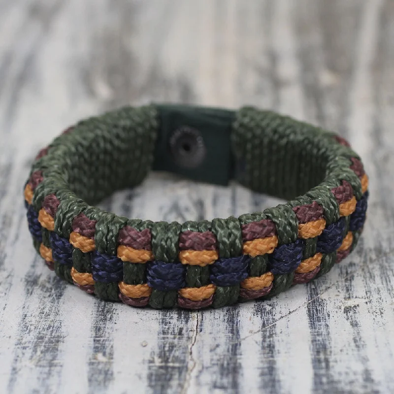 women bangles sets -Handmade Men's Recycled 'Green Ananse Web' Bracelet (Ghana)