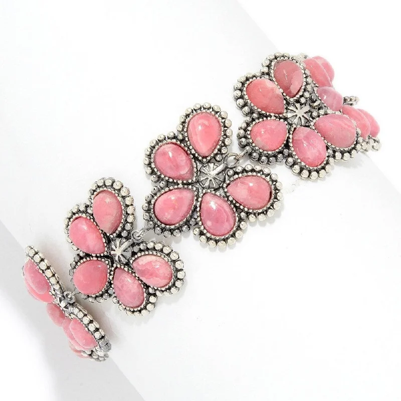 women gold plated bangles -925 Sterling Silver Rhodochrosite Adjustable Bracelet