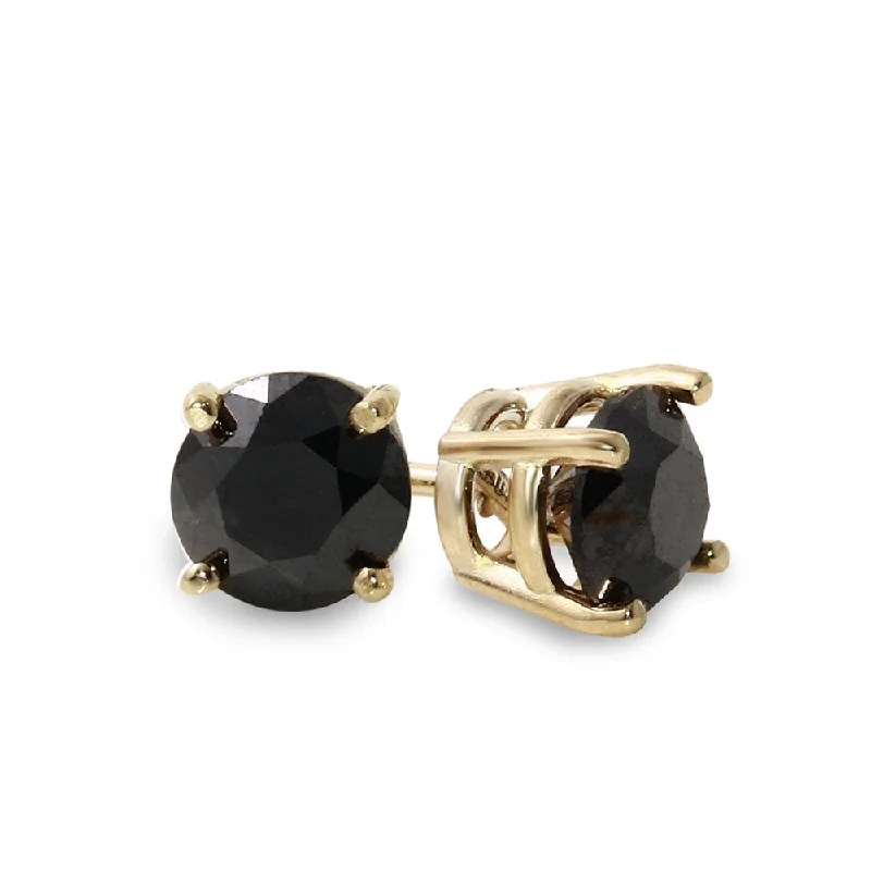 women eco-conscious earrings -10K Yellow Gold 5/8 CTW Rd Black Diamond Stud Earrings