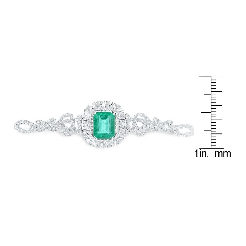 women chic bracelets -Auriya 14k Gold 4 3/8ct Emerald and 3ct TDW Diamond Bracelet - Green