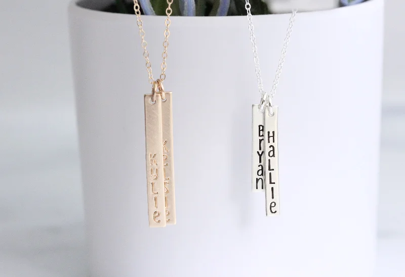 women pendant necklaces -vertical name necklace {silver or gold}