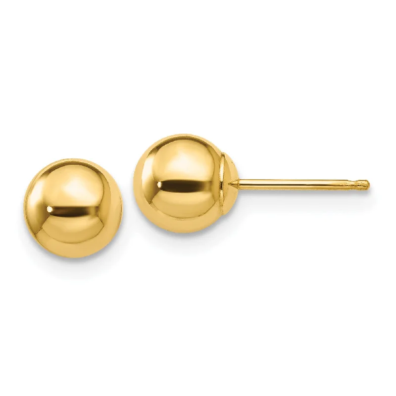 women sparkling gold earrings -14KT Yellow Gold 6MM Ball Stud Earrings